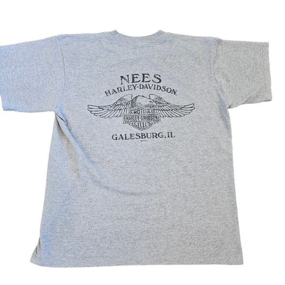 Y2K Medium Harley Davidson Graphic Spellout Tshirt Ventilated Galesburg Illinois - Picture 3 of 10